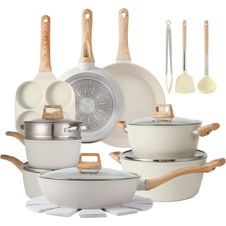 21-Piece White Ceramic Non-Stick Pots & Pans Set – Induction Compatible Cookware
